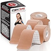 Starktape Kinesiology Tape Athletic Pro Sports - 3 Rolls, 60 Precut Strips, Latex-Free, for Muscle Support, Ankles, Wrists, Knees, Running, Tennis, Swimming. Stays Secure for Several Days