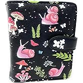 Shag Wear Snail Forest Small Wallet Vegan Faux Leather Nature Design Compact Purse with Card Slots ID Window Bill Pocket Zippered Coin Section 4.5" Black