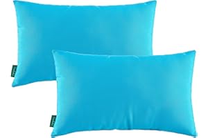 YOOZEKU Indoor Outdoor Lumbar Pillows,Waterproof Outdoor Pillows Set of 2 for Patio Furniture,12×20 Inch,Aqua Blue
