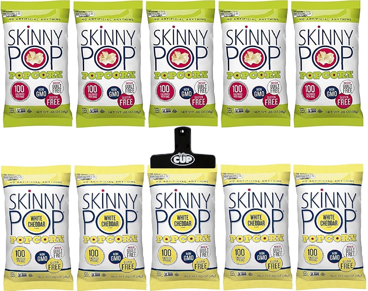 Skinny Pop Popcorn .65 oz Original & White Cheddar 100 Calorie Bag