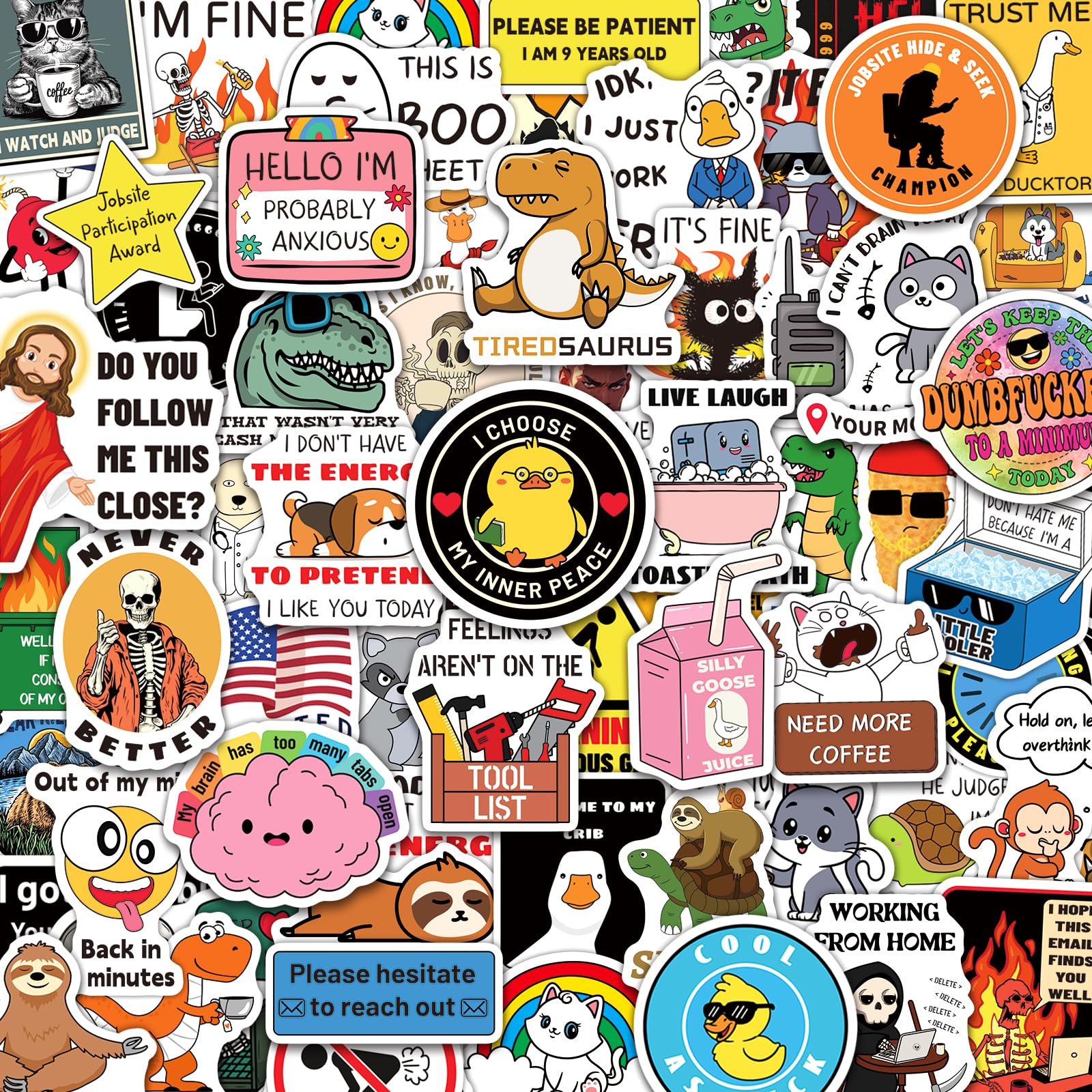 Photo 1 of 200PCS Funny Meme Stickers for Adults, Hilarious Stickers for Laptop Hard Hat Helmet Bumper, Humor Decals for Teens Boys Tool Box Skateboard