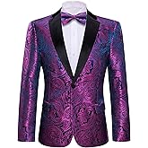 Barry.Wang Blazer for Men Paisley Sport Coat Lightweight Suit Jacket Regular Tuxedo Flower Mardi Gras Carnival Gift