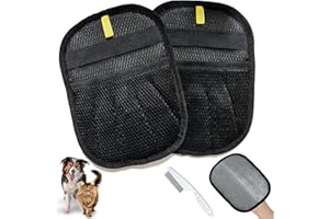 HAWKCA Pet Hair Removal Glove, 2 Pack Double Sided Cat Grooming Glove Reusable Static Pet Hair Remover for Dogs & Cats for Fu