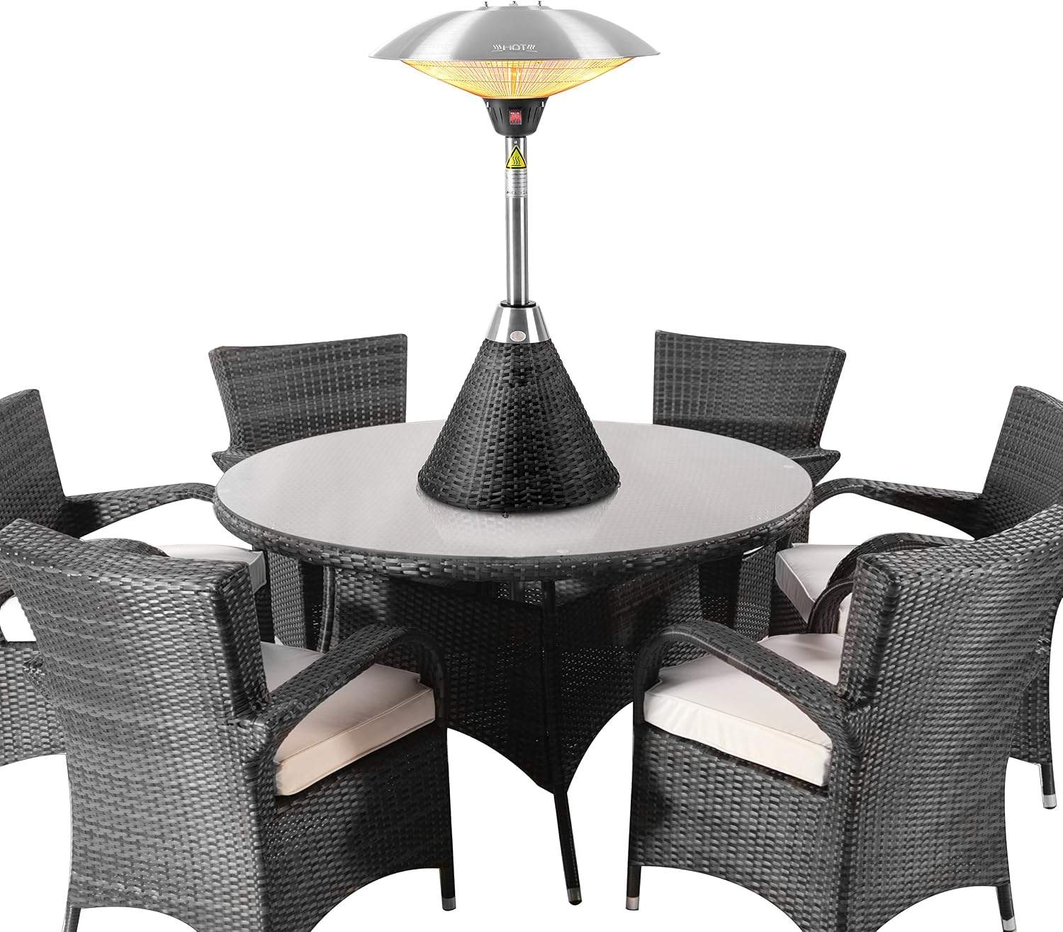 Firefly 2 1kw Table Top Electric Infrared Halogen Garden Outdoor Patio Heater With Rattan Base And 3 Heat Settings Black Amazon Co Uk Garden Outdoors