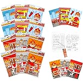 TINYMILLS Fire Truck Coloring Book Set for Kids Party Favors with 12 Coloring Books and 48 Crayons Firefighter Birthday Party Supplies Favor Bag Filler