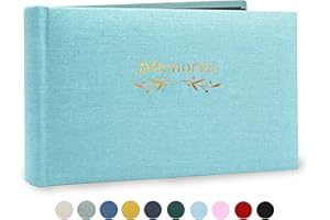 Holoary Small 4x6 Photo Album, Linen Hard Cover, Holds 50 Photos, Black Page Traditional Book Bound, Mini Brag Book Baby Album, Ideal For Wedding, Family Pictures, Gifts, Anniversary (Light Blue)