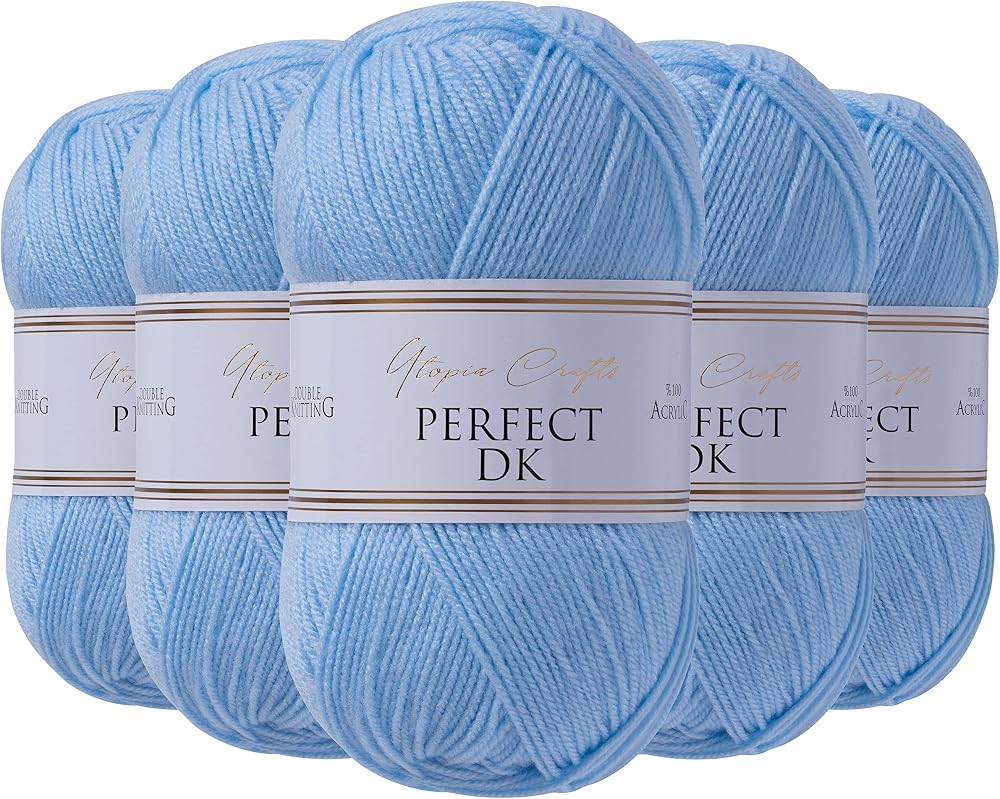 Utopia Crafts DK Double Knitting Yarn 5 x 100g Baby Blue 100% Acrylic