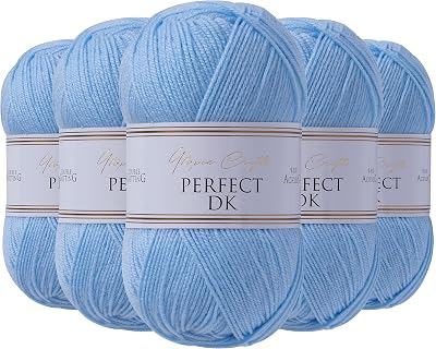Utopia Crafts DK Double Knitting Yarn 5 x 100g Baby Blue 100% Acrylic