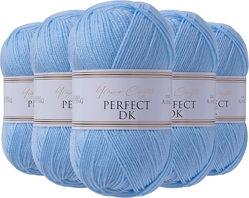 Utopia Crafts DK Double Knitting Yarn 5 x 100g Baby Blue 100% Acrylic