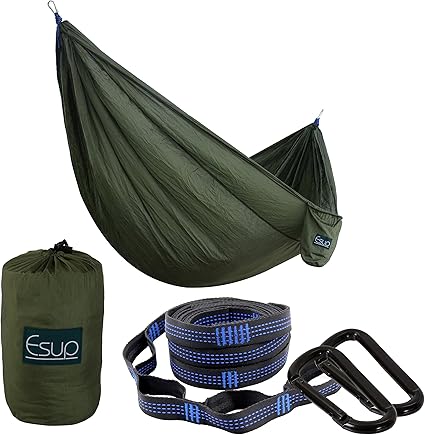 Amazon Com Esup Single Double Camping Hammock Lightweight Nylon Portable Hammock Best Parachute Hammock With Tree Straps For Backpacking Camping Travel Sports Outdoors
