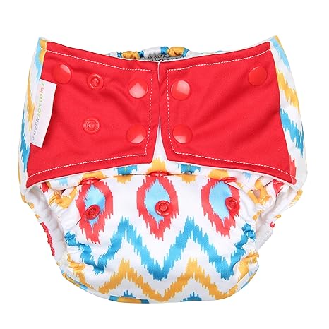 Superbottoms Cloth Diapers Plus Reusable All in One Diaper with 2 Organic Cotton Soakers and Dry Feel - Ikat Chevron