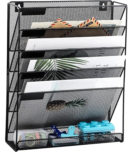 Muur hangende bestandsorganizer met 6 mappen - opbergzak voor klaslokaal - over de deur File Organizer met 6 naamlabels