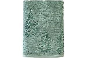 SKL Home Fall/Christmas/Winter Wispy Trees Premium Cotton Blend Bath Towel, 500 GSM, Soft & Absorbent Jacquard, Sage