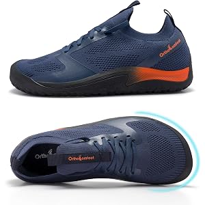 OrthoComfoot Men's Barefoot Orthopedic Wide Shoes, Zero Drop Walking Sneakers, Plantar Fasciitis Foot Heel Pain Relief, Casua