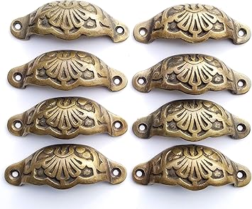 8 Solid Brass Apothecary Drawer Cup Bin Pulls Solid Brass Handles
