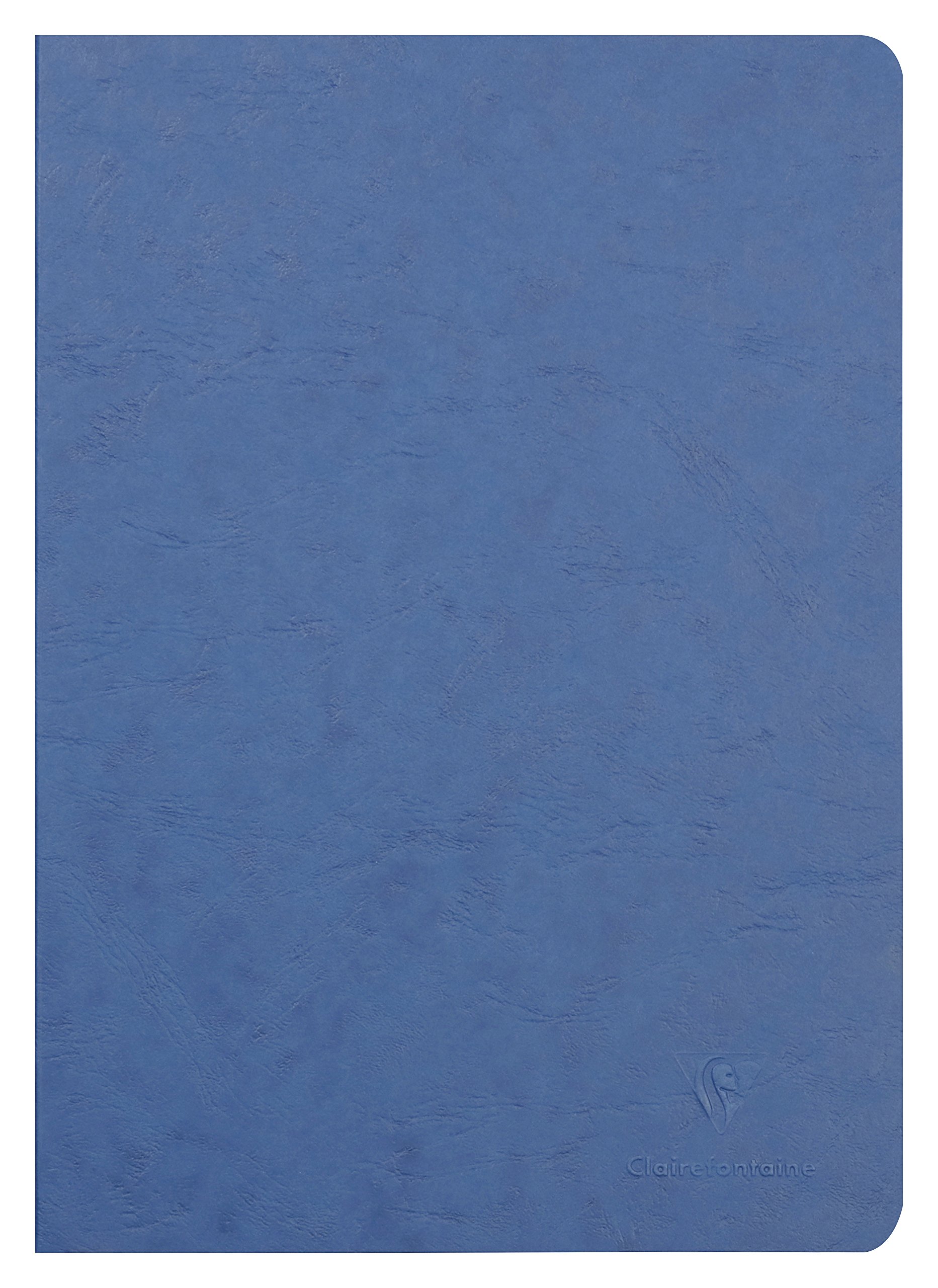 Clairefontaine 733004C Age Bag Collection A Blue Stapled Notebook - A4 21x29.7 cm - 96 Plain White Pages - 90 gsm Paper - Leather Grain Glossy Card Cover