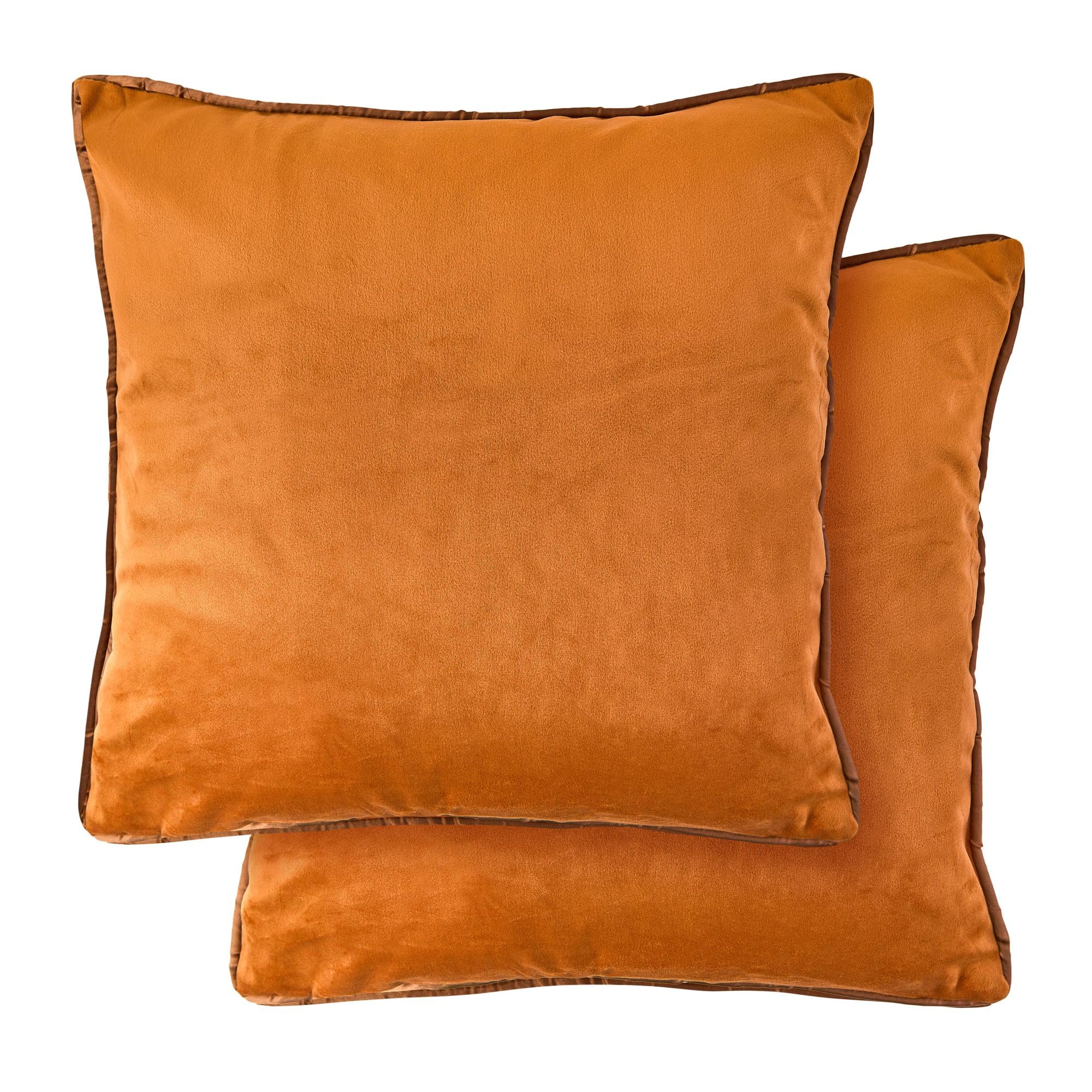 Emma Barclay Chelsea - Soft Touch Velvet Luxury Cushion Cover in Orange - 17x17 (43x43cm)