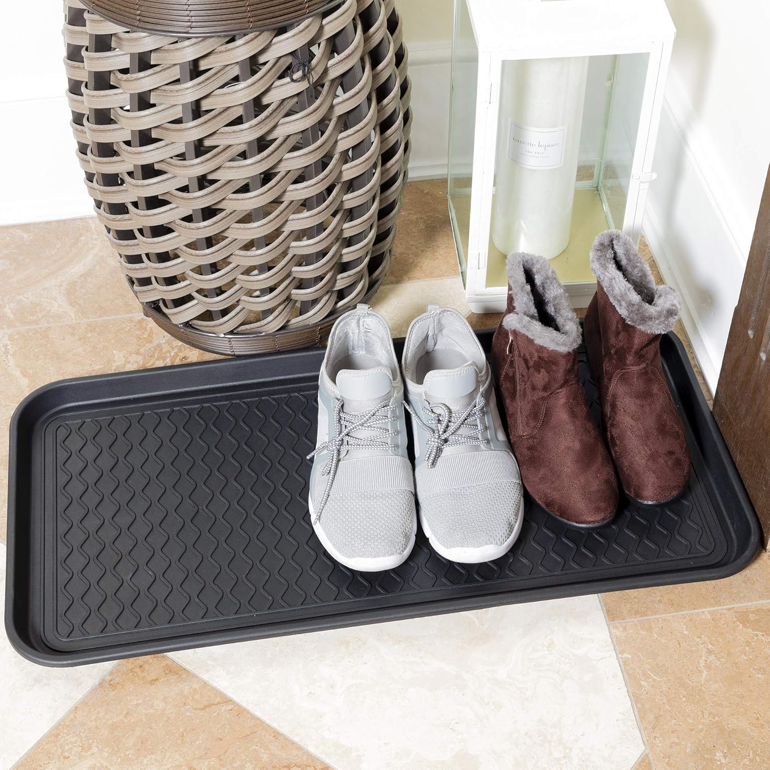 Ottomanson TRY400-30X15 Try Trays, 30" X 15", Black: Furniture & Decor