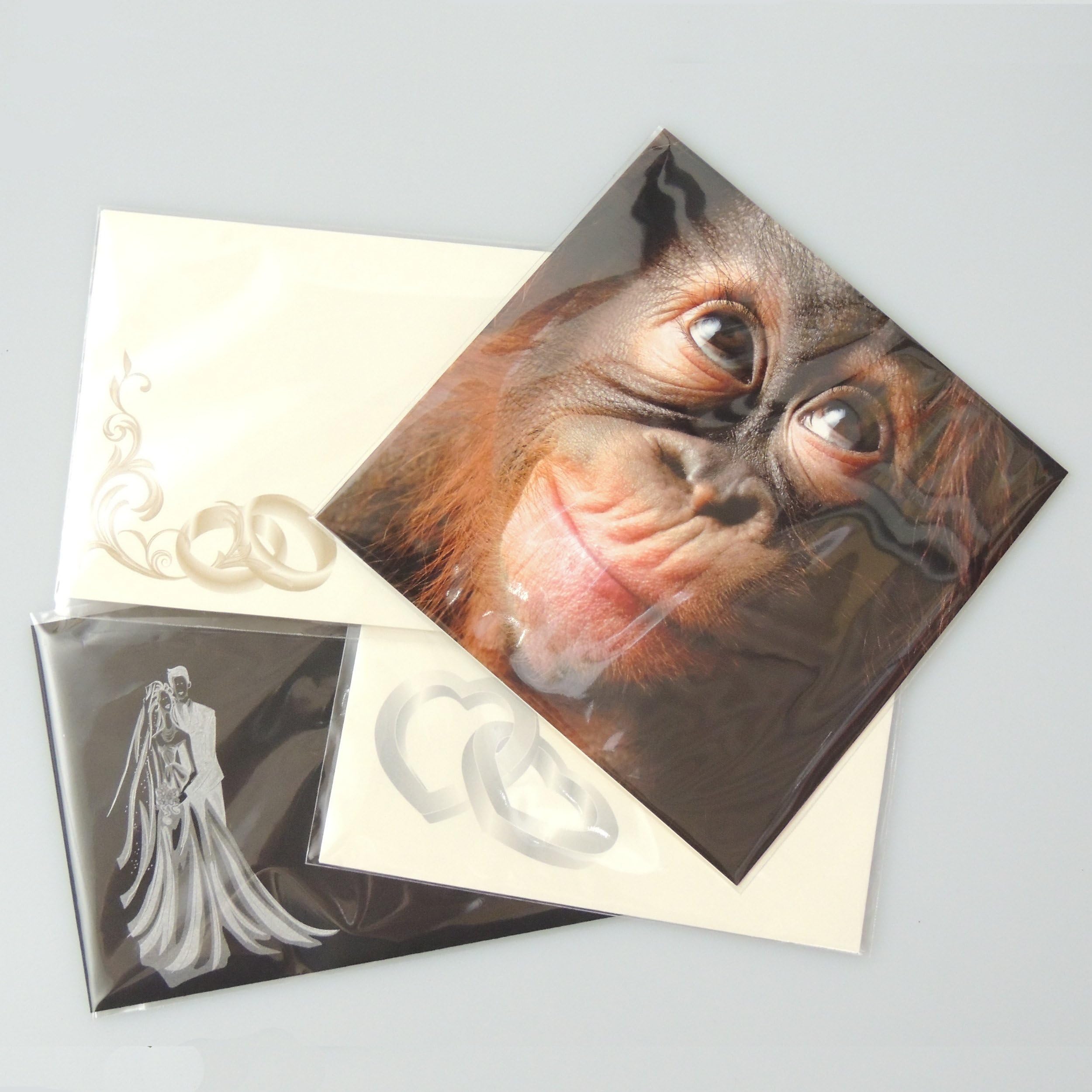 Pack of 200 Peel and Seal Clear Cellophane Bags for A6 Greeting Cards or C6 Envelopes - 120mm x 165mm