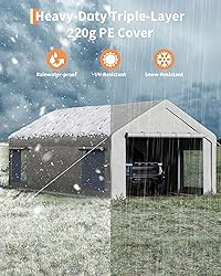 GarveeLife 13x25 Ft Carport with 10 Sandbags, Car