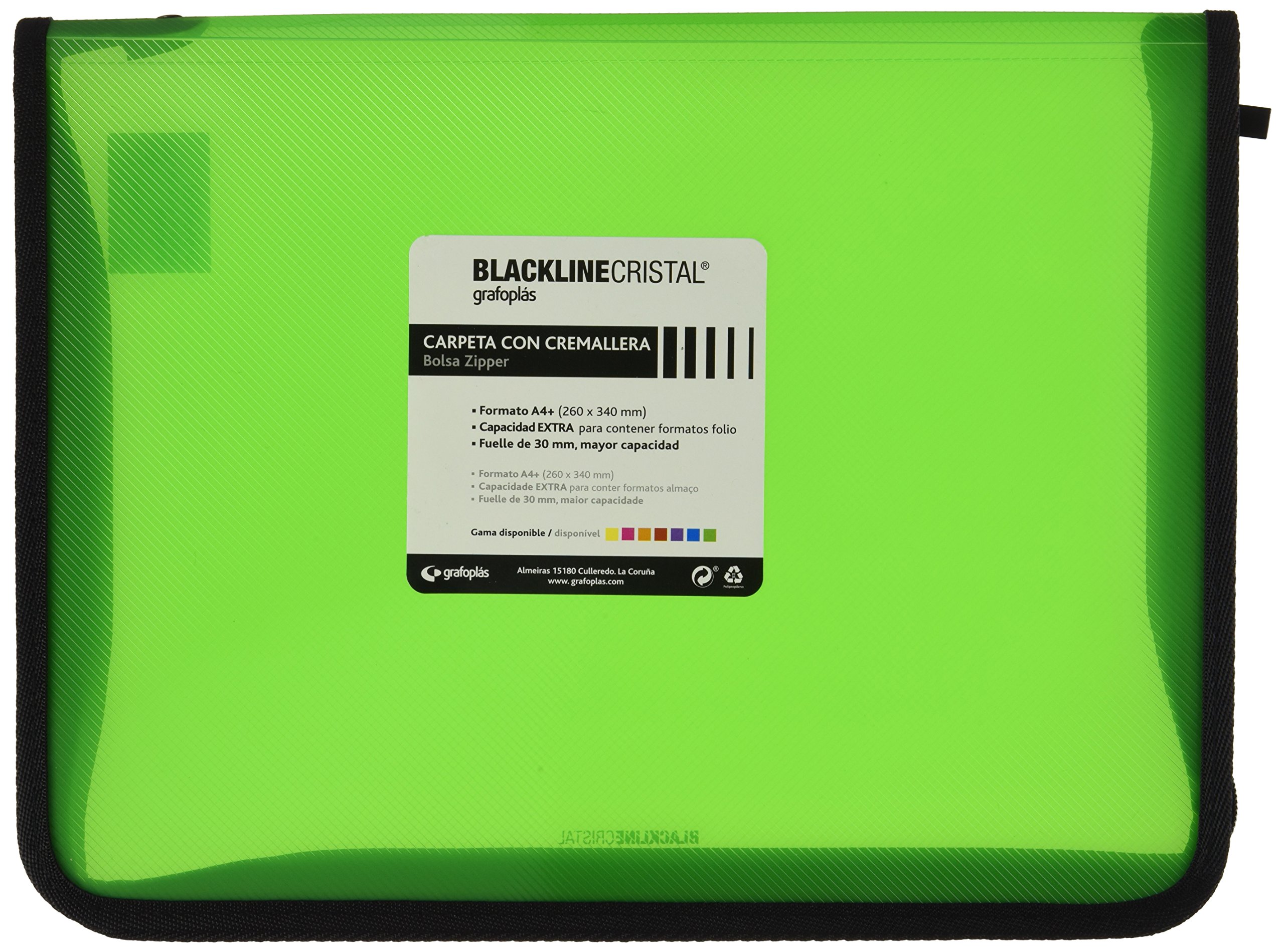 Grafoplas 4800620 – Writing Case with Zip, Green, A4 +