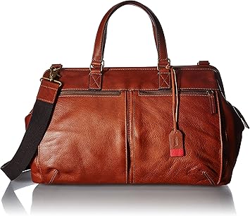 fossil men's leather duffel bag