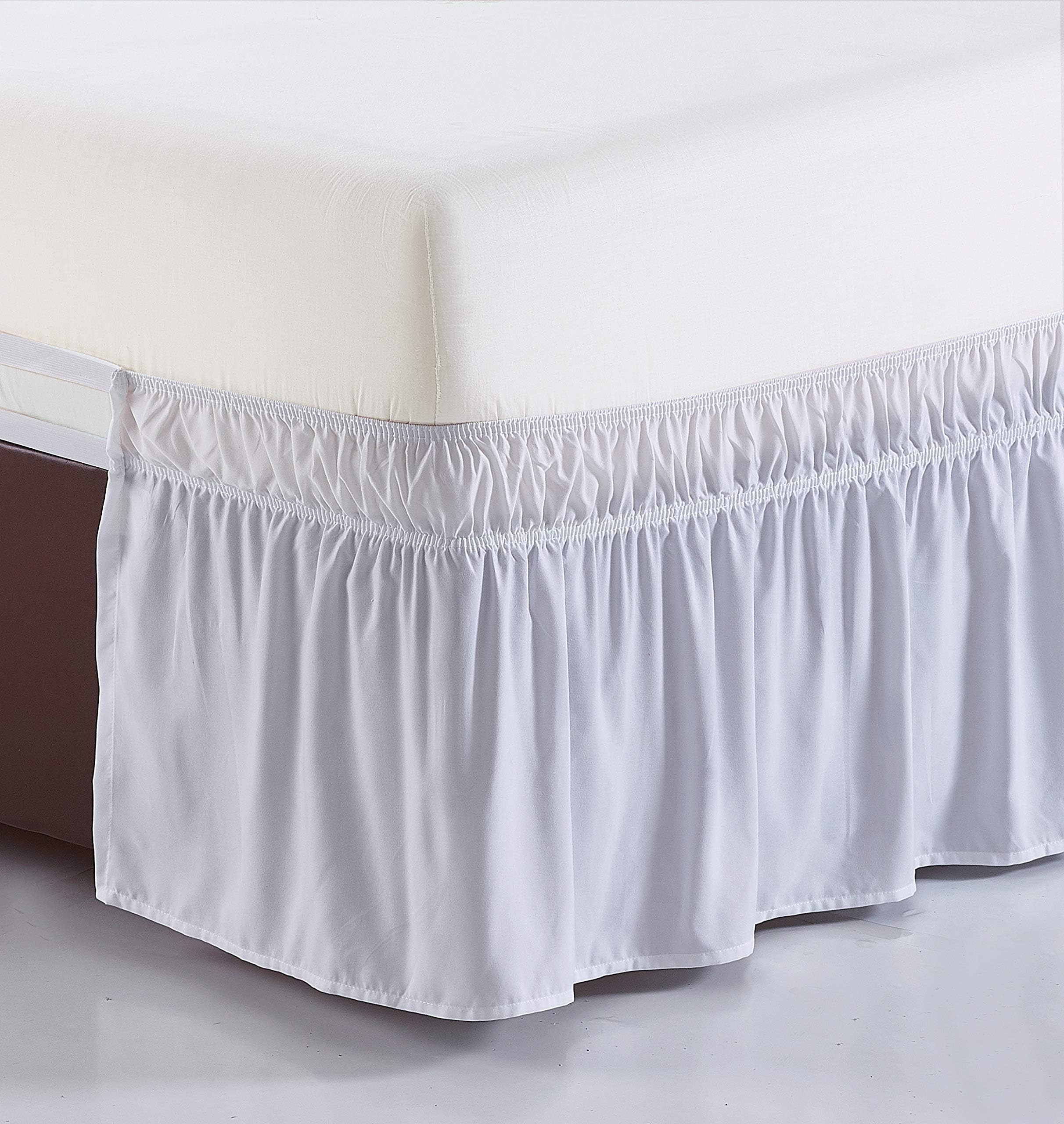 De Moocci Ruffled Bed Skirt, White, Full