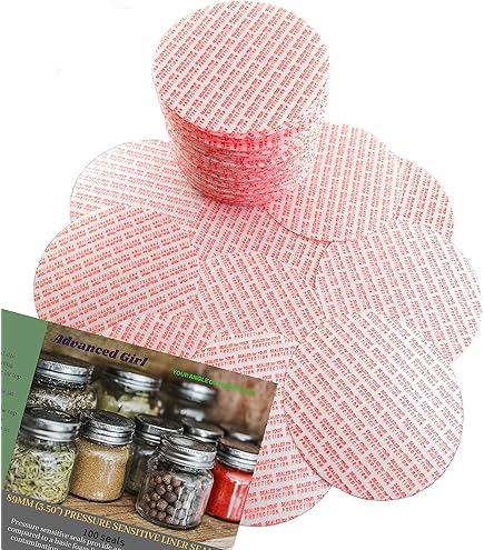 Pressure Sensitive Torque Activated Cap Seals - 70mm For Mason Jars, 50 Pack