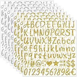 648 PCS Gold Letter Stickers Glitter Alphabet