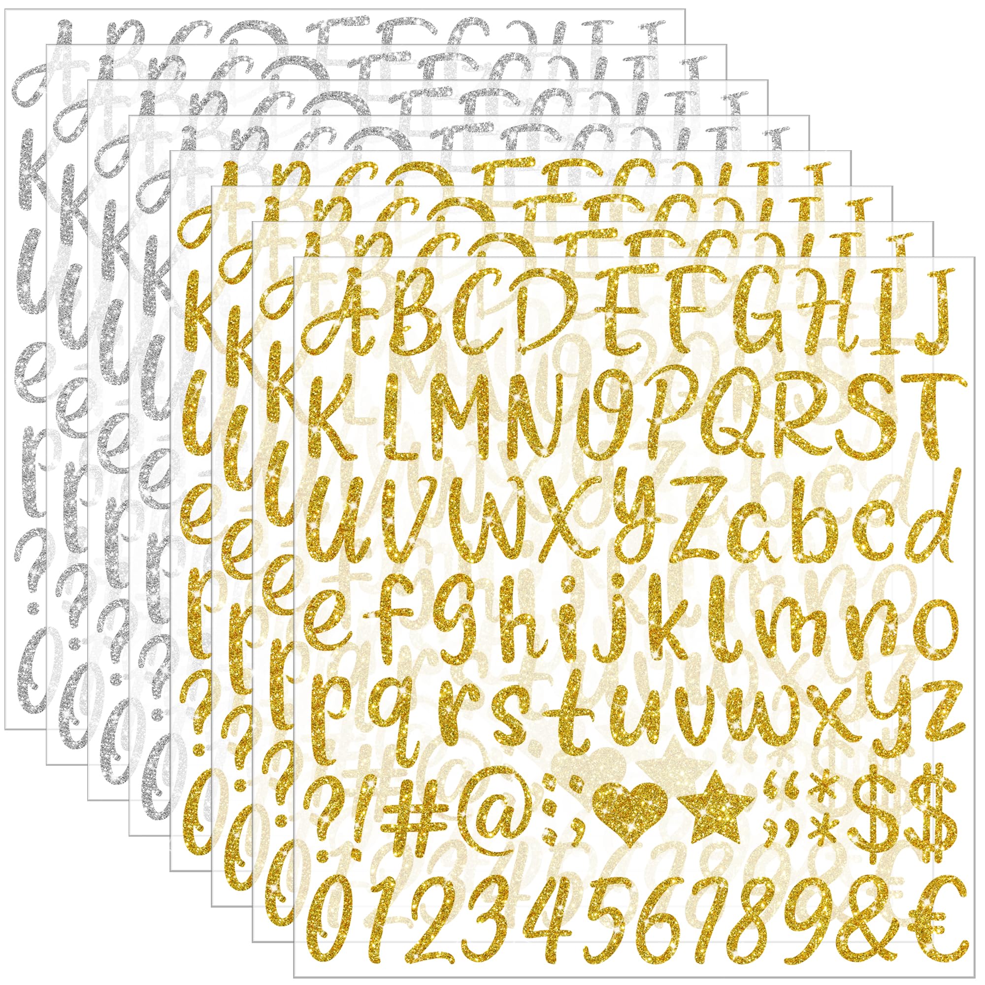 648 PCS Gold Letter Stickers Glitter Alphabet