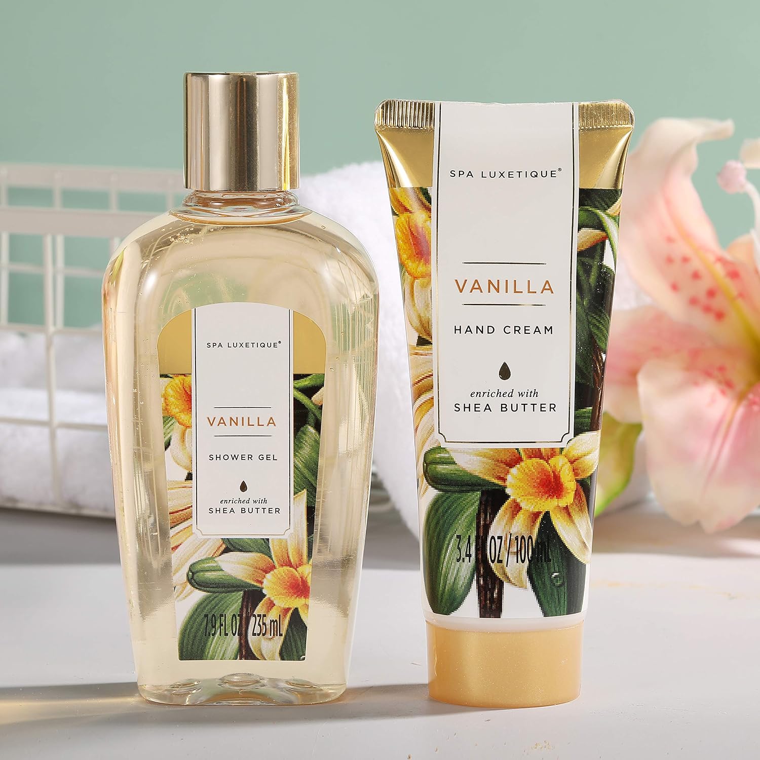 Spa Luxetique Bath Sets for Women Gift 15pcs Vanilla Spa Gift Sets with Bubble Bath, Body Scrub - Image 3