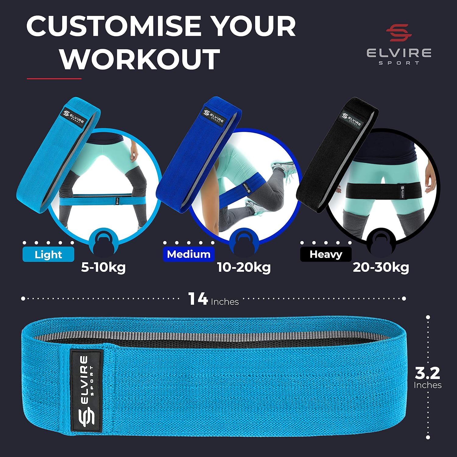 Elvire Fabric Resistance Bands for Working Out Set of 3, Booty Exercise Band for Women Workout Loops, Legs, Glutes, Squat - Image 5