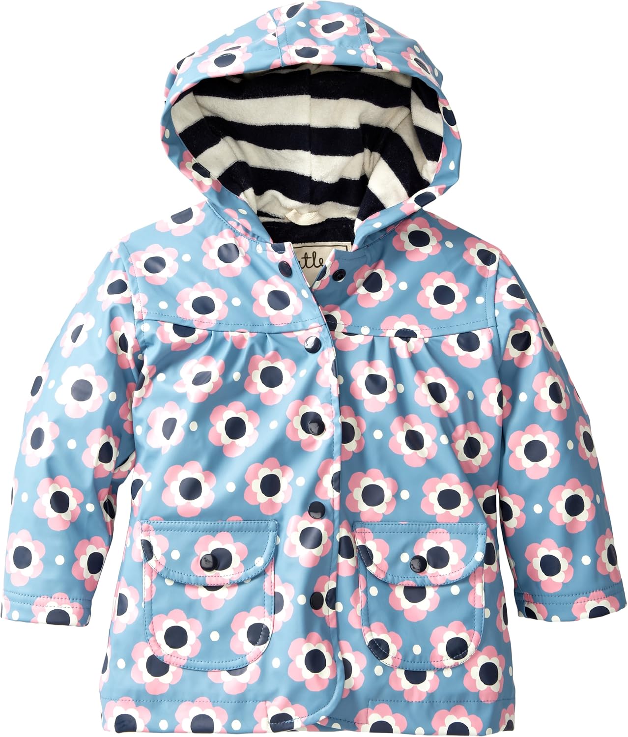 Hatley Little Girls' Rain CoatWinter Flowers, Blue, 1T Rain Jackets Clothing