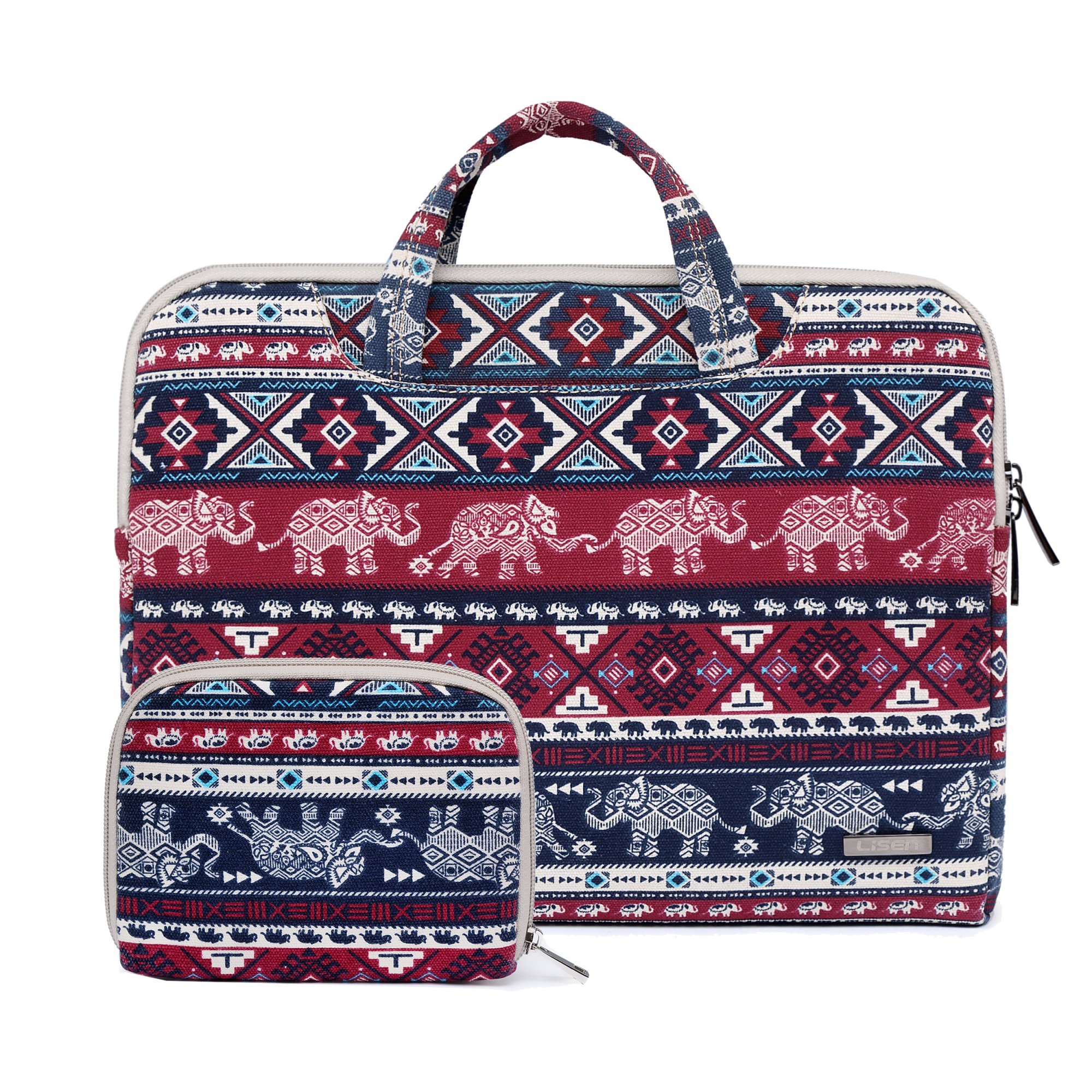 fdsmall 15.6 Inch Laptop Case, Canvas Computer Bag Case, Protective Notebook Case, Briefcase Cover, Carrying Case, Compatible with MacBook Air, MacBook Pro, Tablet PC, Ultrabook, Netbook(elephant red)