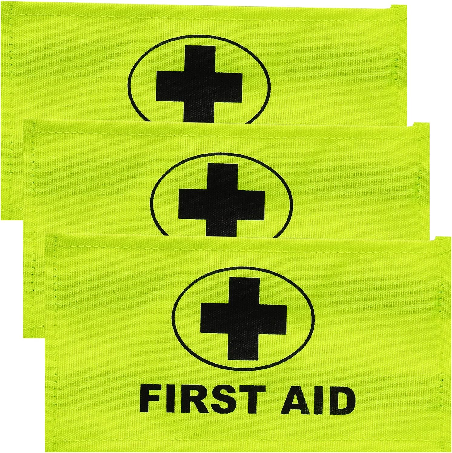 Triple Pack Yellow First Aider Aid ID Identification Armband Badge Sleeve, 3 Count (Pack of 1)