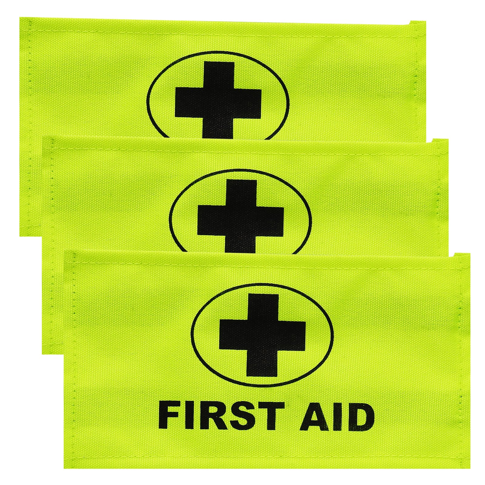 Triple Pack Yellow First Aider Aid ID Identification Armband Badge Sleeve