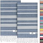 EPHESUS TOWELS Turkish Hand Towels - Set of 2 | 18" x 30" Decorative Boho Guest Bath Towel for Bathroom, Kitchen, Face, Hair, Tea, Dishcloth (Sultan, Dark Blue)