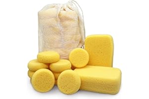 CONSTANTIA PETS Premium Synthetic Horse Tack Sponges: 12pc Value Pack (10 Round 2.8" x1", 2 Large 6"x4"x2") with Cotton Bag, for Saddles, Bridles, Boots and Leather Care by Equus Constantia