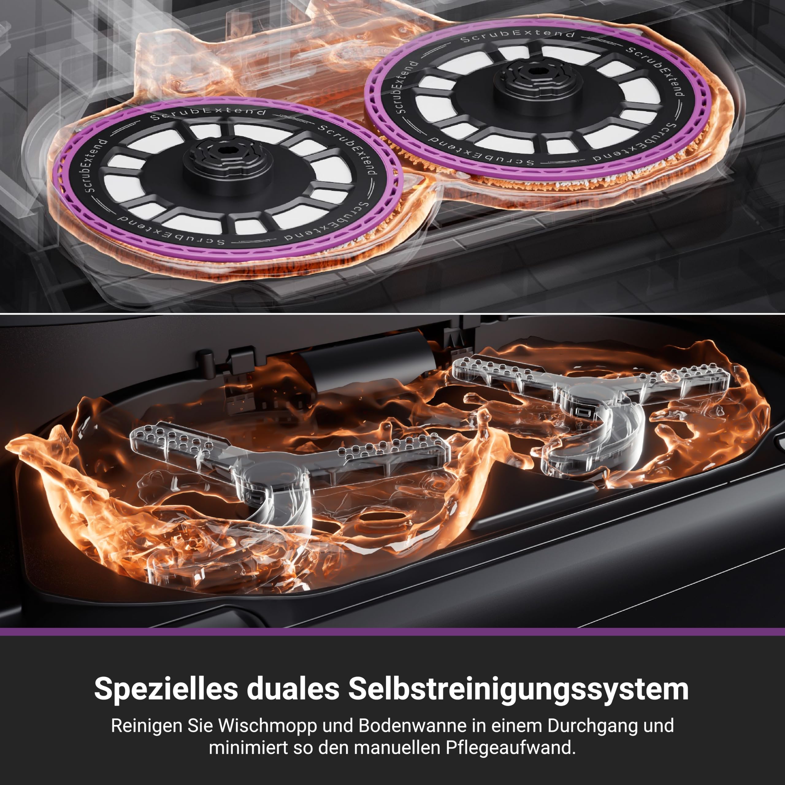 Eureka J15 Max Ultra Saugroboter mit Wischfunktion, Extensible Seitenbürste & Wischarm, 22000Pa Saug Wischroboter mit Selbstreinigung, 80℃ Heißwasserreinigung, IntelliView 2,0, Anti-Wickel 4
