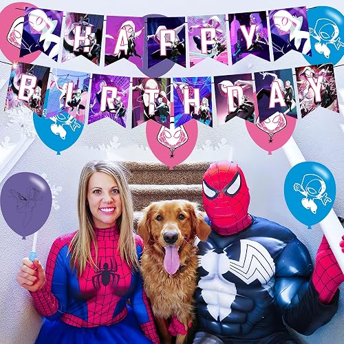 Spidey Birthday Party Decorations - Large Poster, 24 Stickers, Blindfolds - Pin The Spider Game For Kids