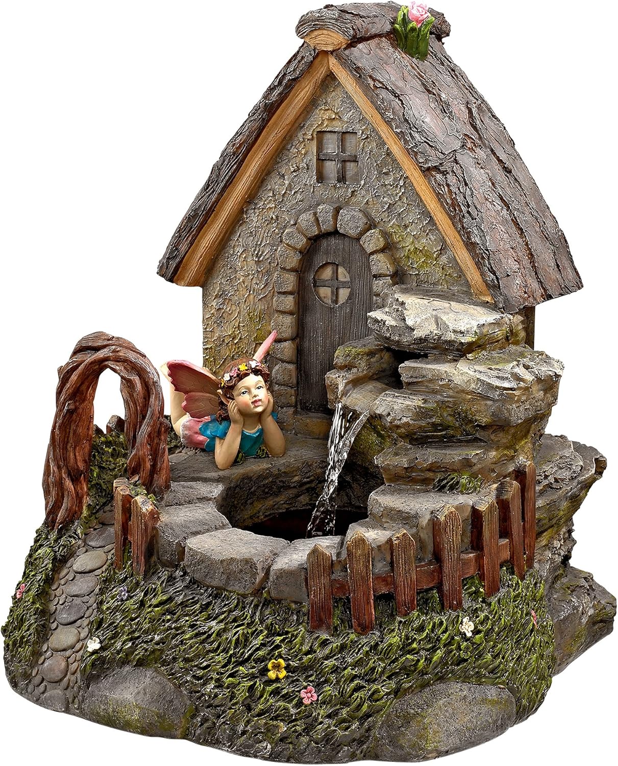 Water Fountain - Fairy Garden Village Sanctuary Garden Decor Fountain - Outdoor Water Feature