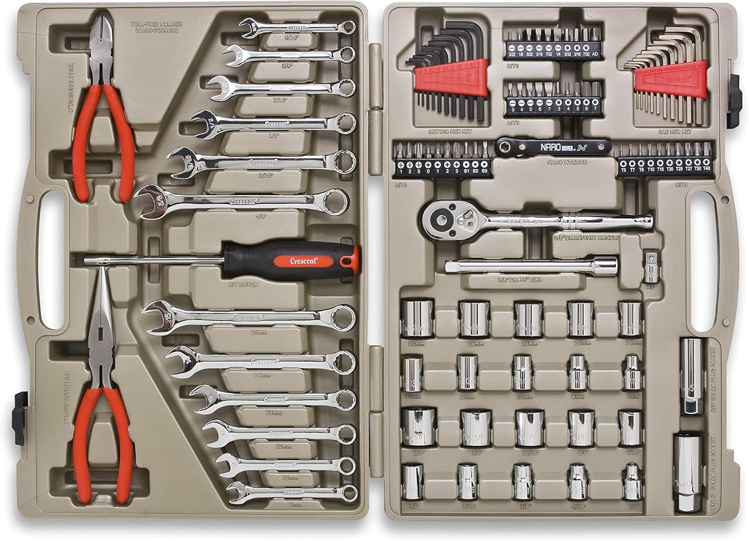 Crescent CTK108 180 Piece Tool Set Hand Tool Sets
