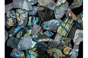 ZAICUS Labradorite Bulk Polished Slice Natural Stone Raw 1,000+ Carats Gemstone for DIY Jewelry Making Healing Crystal Chakra Balancing Good Luck Spiritual Gift Home Decorations