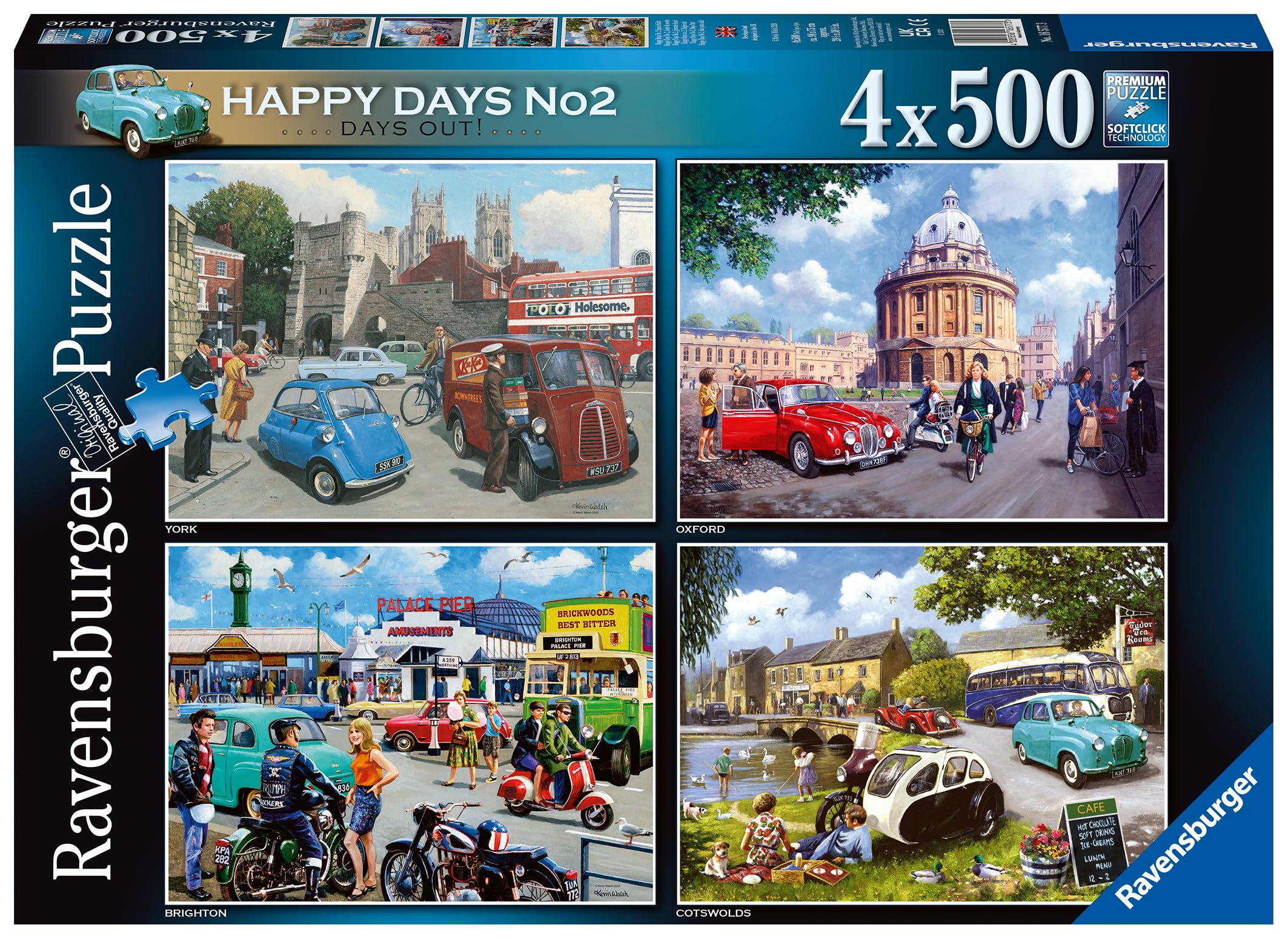 Ravensburger Happy Days Collection No.2 Days Out 4x 500 Piece Jigsaw Puzzle for Kids and Adults Age 10 Up