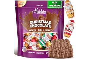 THE MADELAINE CHOCOLATE COMPANY Madelaine Milk Chocolate Mini Santa Candies – Individually Wrapped Holiday Chocolates – Christmas Candy Stocking Stuffers – 12 oz (40 Mini Santas)