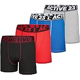 Active 23 Boys Boxer Briefs - Pack of 4, 5 or 6 - Comfortable and Durable Underwear