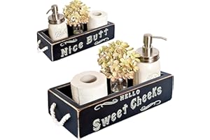 MAINEVENT Nice Butt Bathroom Decor Box, One Box with Print on 2 Sides Farmhouse Nice Butt Toilet Paper Holder, Back of Toilet Decor Funny Cute Rustic Décor