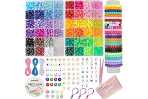 LIS HEGENSA DIY Crafts Gifts for Girls Beading Kits, 2700PCS 48 Color Pony Beads Bracelet Making Kits with Decorative Beads and Charms, Craft Supplies for Ages 3-12 Children, Adults