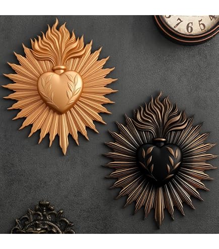 Décoration Murale Sacré-Cœur En Résine | Style Gothique Vintage Pour église, Salon, Bureau Ou Cadeau De Noël - 13