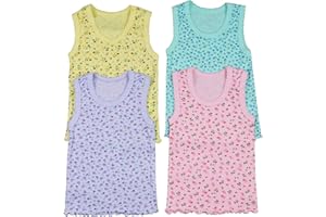 ToBeInStyle Girl's 4 Pack Ruffle Hem Cotton Tank Tops